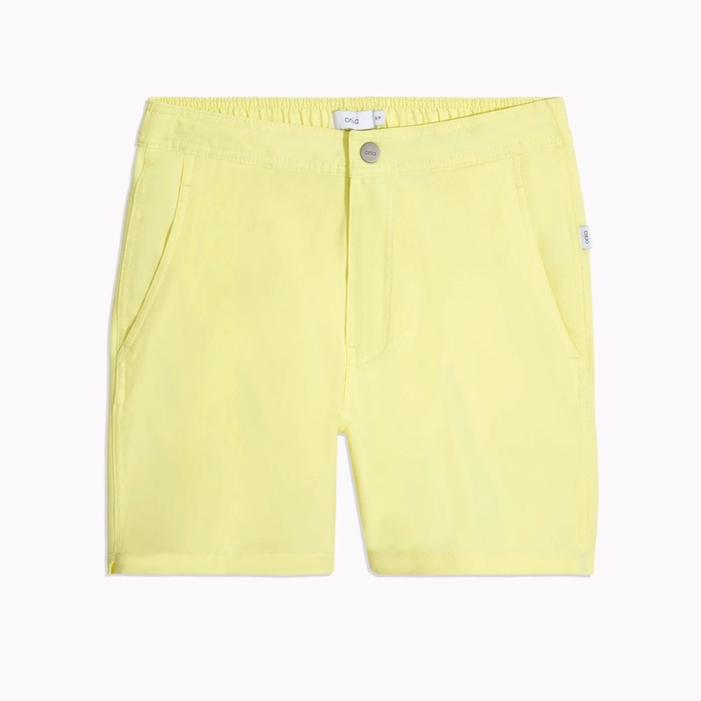Onia Elastic Calder 6" Swim Trunks Shorts Yellow